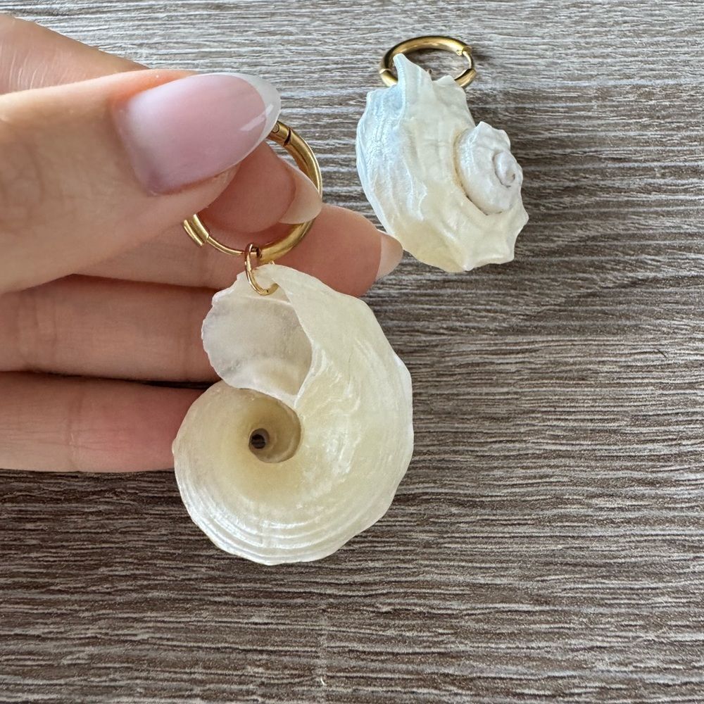 Shell hoop Earrings N912 - Picture 4 of 5